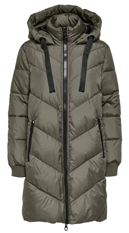 JDY Skylar Otw Noos-Chaqueta Acolchada con Capucha Abrigo, Vetiver/Detalles: Negro, XS para Mujer