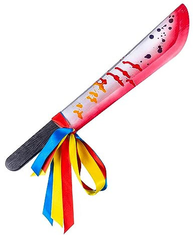 Adults Bloody Killer Clown Machete Halloween Scary Horror Fancy Dress Party Plastic Knife Toy Weapon Props