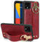 BAILI Hülle für Google Pixel 4XL mit Ständer, Handgelenkriemen + Objektivschutz Google Pixel 4XL Schutzhülle Case, Unsichtbarer Metallring mit Ständer Handytasche-Rot