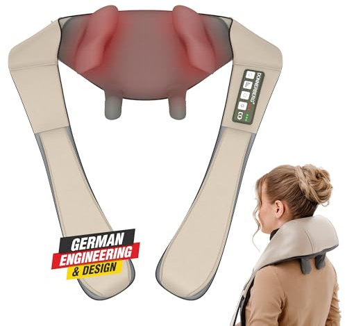 DONNERBERG® Das Original Proneck MARKTNEUHEIT 2024 Professionelles Nackenmassagegerät mit Wärme Beige Massagegerät Kabellos Markenakku 7 Jahre Donnerberg Kraftmotor Garantie KNM-002