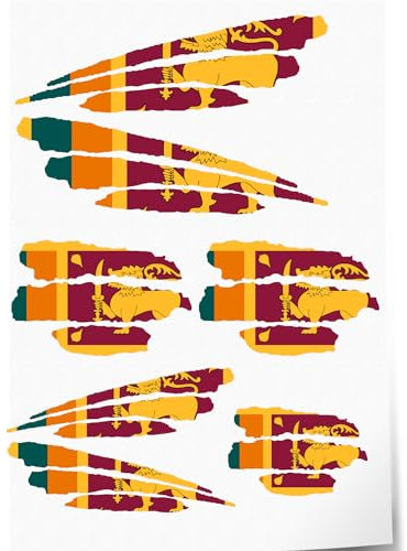 INDIGOS UG - Autoaufkleber Set - Sri Lanka - 7 Aufkleber - Flagge - Fahne mit 3 Streifen - Tuning - Heckscheibe - Modellbau - Sport