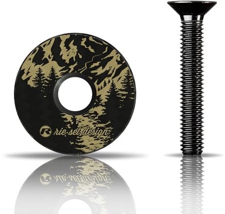 Riesel Design - stem:Cap – Carbon - Ahead Kappe inkl. Aluschraube für Rennrad, Gravel, Cyclocross, MTB/Vorbau- & Steuersatz Kappe für alle Gabelschäfte, Vorbauten mit 1 1/8‘‘ - NEU (Alpine)