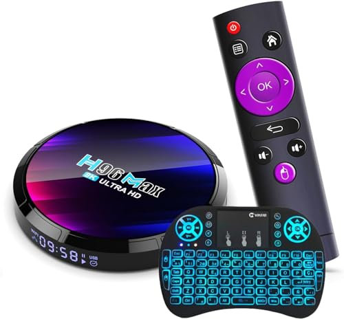 CHROX H96max Android 13.0 TV Box, [4GB+64GB] with RK3528 64-Bit Quad Core ARM 2.4G/5G Dual Wifi/8K/4K/3D/USB 3.0/H.265 with Wireless Mini Keyboard,4GB+32GB