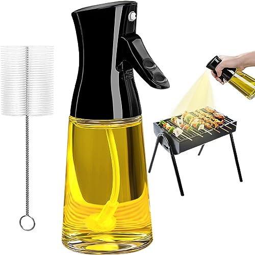 Ztarraum Pulverizador de Aceite Comestible - Botella de 180 ml Con Pincel, Vidrio Grueso, Gran Alcance y Fuerte Poder de Pulverización Para Cocina
