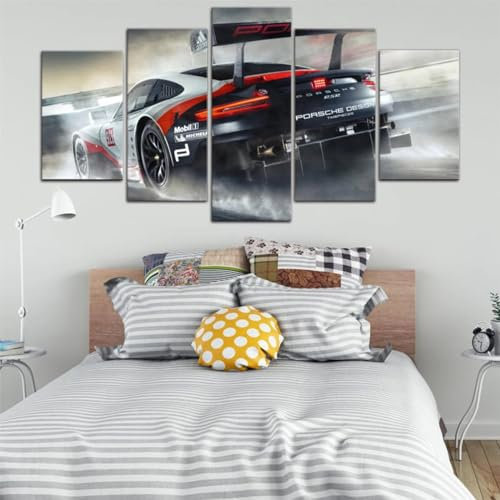 ZYCHKRL Leinwand Bilder 5 Stück Porsch 911 RSR Luxus-Sportwagen Wandbilder Set Wanddekoration Leinwandbilder Dekoartikel 200X100(Kein Rahmen)