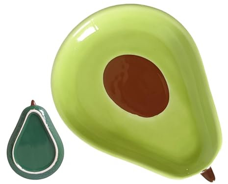 Homyne Ceramic Spoon Rest for Stove Top, Avocado Cute Spoon Rest for Kitchen Counter, Cooking Spoon Holder for Kitchen Counter, Utensil Rest for Spoon Spatula Ladle or Tong (Green Avocado)
