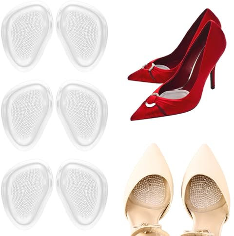 Plantillas de Zapatos con Tacón Alto Proteger los Pies, 3 Pares Almohadillas para los pie, Almohadilla Antepié, Media Plantillas Cojín Plantar, Plantillas de Zapatos Transparente Antideslizantes