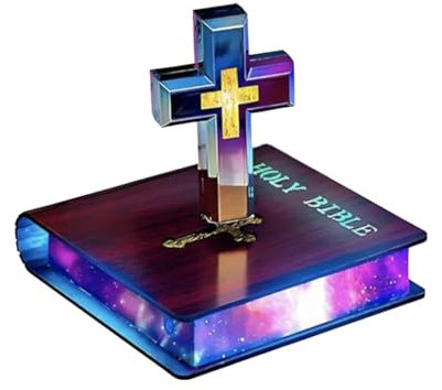 Kiko-ershaa Schwebendes Kreuz Lampe Schwebende Bibel Nachtlicht Bunte Magnetische Levitation Kreuz Ornament Leuchtende Kreuz Licht Home Desk Dekoration