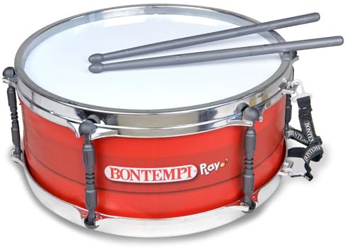 Bontempi | BeatMaster - Tamburo con Doppia Membrana, Tracolla e Bacchette di 25cm per un'Esperienza Ritmica Completa, Rosso, 34,4x31,9x15,4 cm