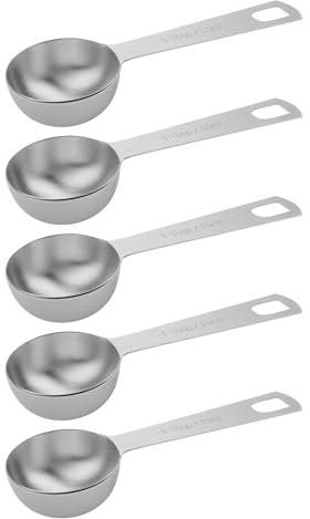 BERYLER® 5PCS 1 Tablespoon(15 mL | 3 Teaspoon | 1/16 Cup | 1/2 oz) Single Measuring Spoon, Stainless Steel Individual Measuring Spoons, Metal Measuring Spoons Only