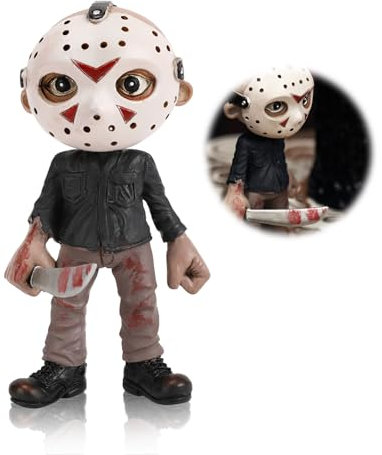 Horror Figuren Jason Actionfigur mit Messer Horrorfilm Gartenzwerg Statue Albtraum Jason für Halloween Heimdekoration