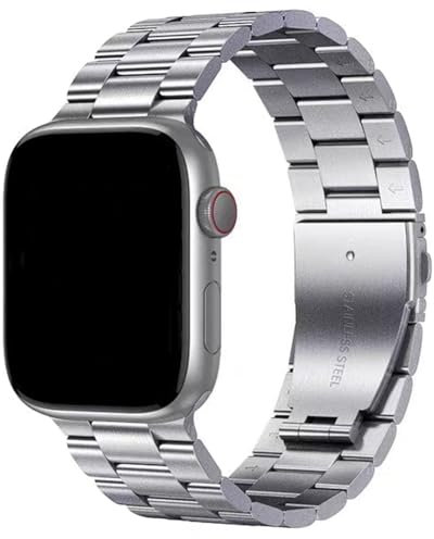 Antfly Bracelet de montre en métal Compatible avec Apple Watch Bracelet 40mm 41mm 38mm, Bracelet pour hommes femmes (42mm/44mm/45mm/49mm, Argent)