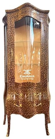 CasAmin Home & Living Vitrine im Animal Print Retro Barock Stil, Vitrine aus Holzglas für die Inneneinrichtung