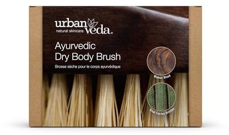 Urban Veda Ayurvedic Dry Body Brush |Dry Body Brushing |Walnut Wood & Cactus Fibre | Silicone Body Scrubber Alternative| Exfoliating Scrubbing Brush for Lymphatic Drainage |Detox & Cellulite Reduction