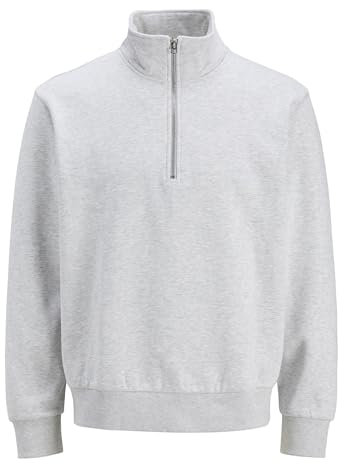 JACK & JONES Herren Jjeurban Edge Sweat Half Zip Stydaw24 Ln, White Melange, XXL