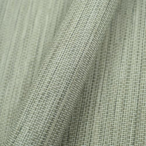Umtiti Gray Green Grassweave Peel & Stick Wallpaper Grasscloth Wall Paper 17.3in x 393in Vinyl Self-Adhesive Waterproof Wallpaper for Home and Office Decoration.Grass-GN-10m