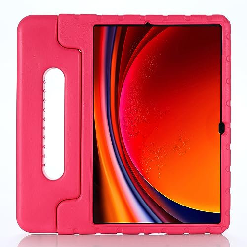 Funda para Samsung Galaxy Tab S9 Plus/S9 FE+ 2023 de 12.4 pulgadas, a prueba de golpes, asa convertible, ligera, para niños, funda para Samsung Galaxy Tab S9+/S9 FE+ con soporte para lápices (rojo