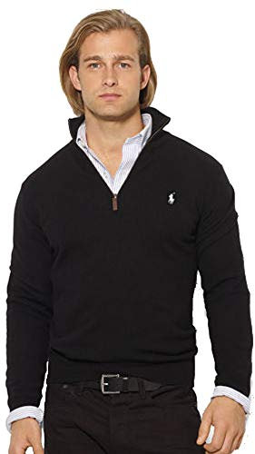 Ralph Lauren Pull pour homme Cotton Quarter-Zip, Noir , M