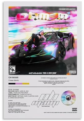 Chase Atlantic Poster Oh Mami 90er Jahre Albumcover Musikposter für Zimmer, ästhetische Leinwand, Wandkunst, Schlafzimmerdekoration, 30 x 45 cm