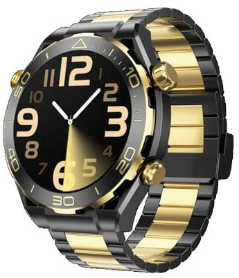 Smart Watch Z91 Pro Max da uomo con striscia in acciaio inox, ricarica wireless AI, voce, Bluetooth, monitoraggio della salute, monitoraggio della salute, smartwatch sportivo (nero oro)