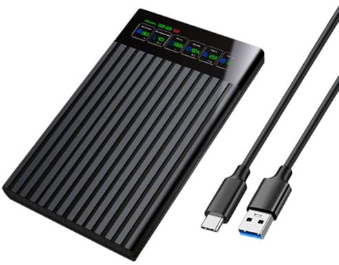 Sxmrmnx Chasis de disco duro portátil tipo C con pantalla digital inteligente de 2.5 pulgadas, puerto serie externo U25T
