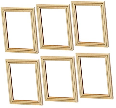 TOPBATHY 6 Stücke Miniatur Foto Rahmen Für Puppen Holz Bilderrahmen Requisiten Handwerk Miniatur