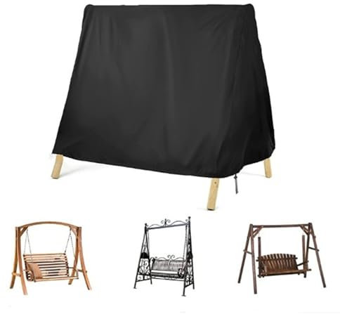Yahbrra Hollywoodschaukel Abdeckung Strandkorb Schutzhülle Winterfest: for Gartenmöbelschutz UV Schutz Universal Triangular Schutzhülle Wasserfest Abdeckung (Schwarz, 216 * 140 * 170cm)