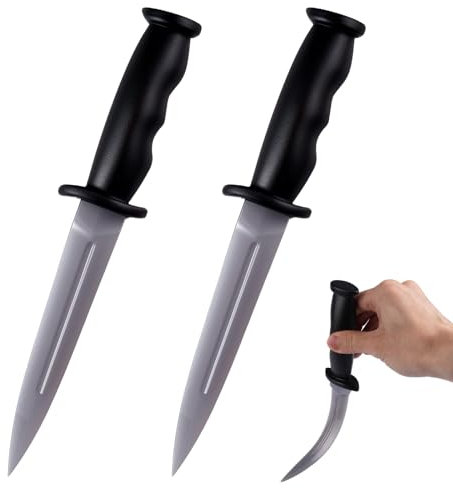 Jinsion 2 Piezas Cuchillos de Entrenamiento de Goma, 25 cm Cuchillo entrenamiento, Armas de entrenamiento de goma, Resistente & Duradero, Cuchillo Falso para Entrenamiento de Artes Marciales Deporte