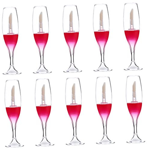 POPETPOP 10Pcs Wine Bottle Lip Gloss Containers Refillable Tubes for DIY Lipstick Cute Makeup Holders with Caps for Cosmetics and present Giving