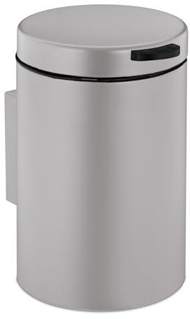 Relaxdays Poubelle Ronde, pour la Salle de Bain, capacité : 3 litres, Seau intérieur Amovible, Montage Mural, Beige