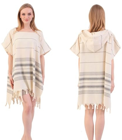 Heré Mood Poncho Handtuch aus Baumwolle – Badeponcho Damen & Herren, Jugendliche und Erwachsene, Strandponcho, Camping, Sauna, Reisen, Strand, Umkleidehilfe, Ultraleicht, schnelltrocknend (L-XL)