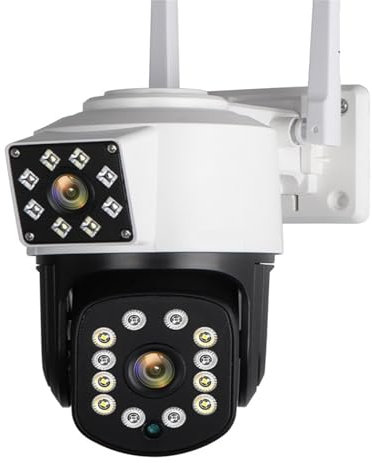 MKHFP Home Security Cameras 4MP IP Camera Outdoor 2K PTZ Dual Lens Dual Screen Auto Tracking 2-Way Talk P2P Security Camera NVR/DVR Supported(4MP WIFI Add 64G TF)