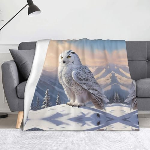 WZYWHJ Die Flanelldecken mit weißen Eulen-Motiven sind super weich, warm und leicht, geeignet für Sofas und Betten