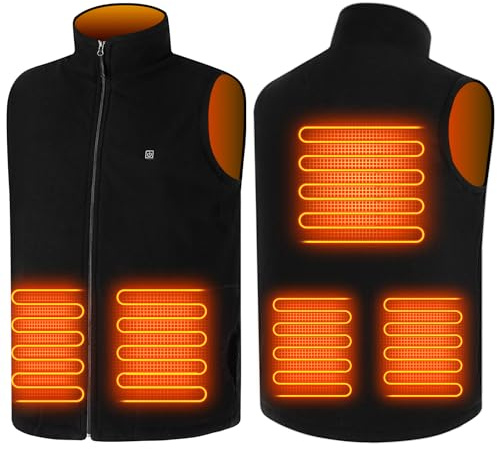 TOUVE Veste Chauffante Homme Femme, Gilet Homme Femme Chauffante, Veste Polaire Chauffante Sans Manche, 5 Zones de Chauffage, 3 Niveaux de Chauffage (Batterie non Incluse)