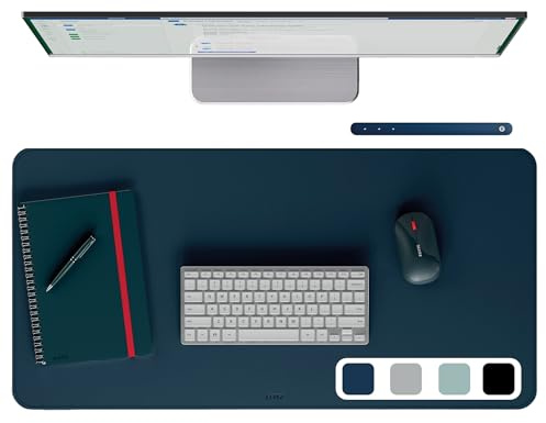 Leitz Schreibtischunterlage, Wasserabweisender Schreibtischschutz, Rutschfeste Unterlage für Schreibtisch, Tastatur und Maus, Robust und Kratzfest, Dunkelblau, 80 x 40 cm, 53820068