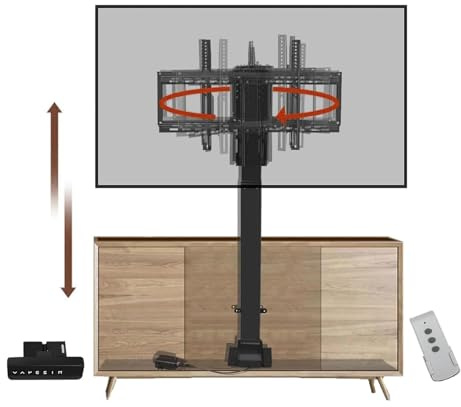 ASerZenith Supporto TV Elettrico Telescopico - Supporto TV Motorizzato con Rotazione A 360°, Nascosto nel Mobile, Adatto per Schermi LED da 26 A 70 Pollici, con Carico di 60 Kg/132 Libbre