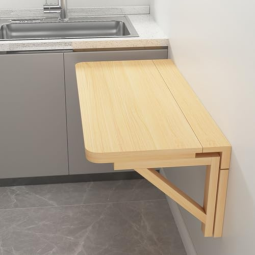 Platzsparender zusammenklappbarer Esstisch aus Massivholz, Wandmontage, Werkbank für kleine Küchen und Esszimmer (80 x 60 cm), vielseitige Erweiterung der Arbeitsplatte