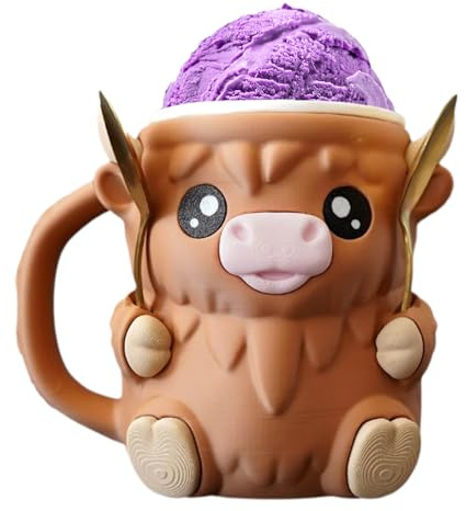 Lanmijia Kuh Eisbecherhalter, 473ml Niedlicher Kuh Eiscreme Pint Halter Mit Löffel, Auslaufsichere Bierdose Hülse, Isolierte Aufbewahrung Für Eisbecher Für Küche, Zuhause, Hotel, Picknick, Reisen