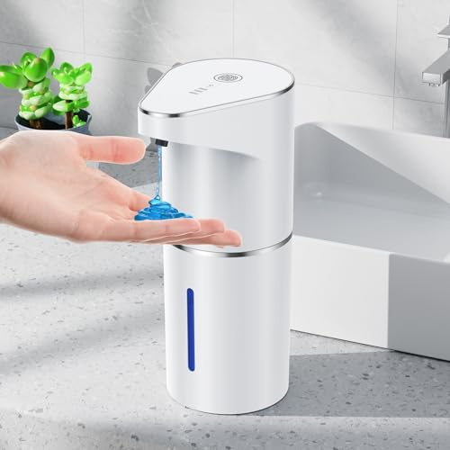 Distributeur de savon sans contact, volume multi-réglable - Distributeur automatique de savon liquide pour les mains - 1200 mAh/350 ml - Compatible avec savon épais et fin - Fixation murale pour salle