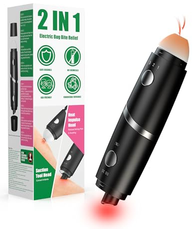 Bug Bite Itch Relief, 2-IN-1 Bug Bite Relief with Suction Tool and Heat Mosquito Itch Relief, Rechargeable Bug Bite Sucker and Fast Itch Relief from Bug and Mosquito Bites, Summer Outdoor Gadget