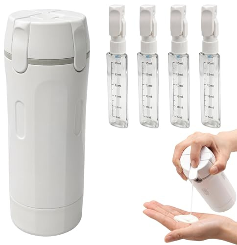 Feegela Botellas de Viaje Reutilizables 4 en1,PET Libre de BPA,Antiderrames | Kit de Productos de Aseo Personal,Envases para Líquidos Avión , para Champú, Acondicionador, Gel de Ducha, Loción
