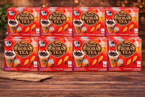 Fakhri Boba Tea Kit Pack of 5 | 10 Sets per Kit | 5 Flavours Bubble Tea Making Kit with Tapioca Pearls