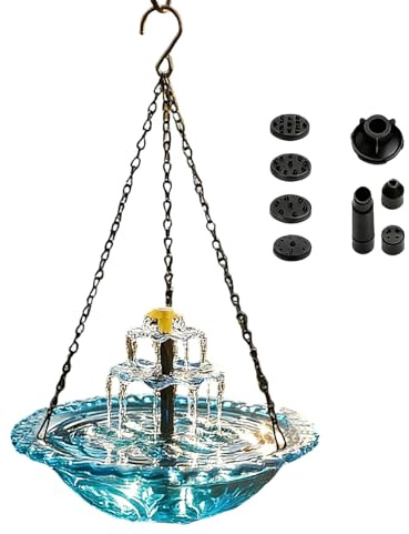 Buerfu Vogeltränke mit Springbrunnen Dekorativ mit Pumpe & Sprinkler
