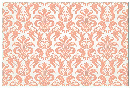 Wallario Küchenrückwand selbstklebend 90 x 60 cm, Motiv: Königliche Schnörkelei in weiß und orange | Spritzschutz abwischbar & pflegeleicht