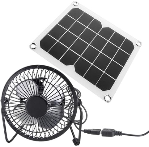 Speeds - Ventilador de ventilación solar con protección para espacios pequeños, invernaderos, circulación de aire, panel solar plegable con doble ventilador