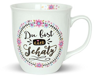Boho Chic 44931 Tasse mit Motivdruck im angesagten Look, Golddruck, Innendruck, Text: Du bist ein Schatz, Porzellan