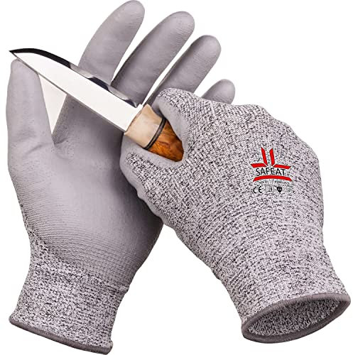 SAFEAT Safety Grip Gants de travail pour homme et femme – Protecteur, flexible, résistant aux coupures, paume confortable avec revêtement en polyuréthane