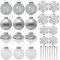 SLEETLY 28pk Bauble Silver Ornaments for Christmas Tree Holiday Xmas Decorations, Shatterproof Plastic 3.15 Baubles, Icicles and Snowflakes