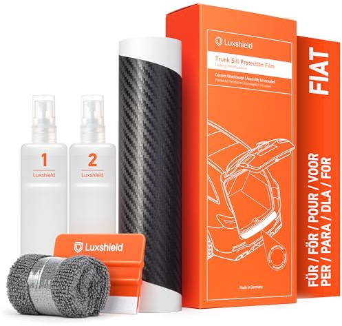 Luxshield Ladekantenschutz Folie für FIAT 500 312 I 2015-2024 - Stoßstangenschutz, Kratzschutz, Lackschutzfolie - Carbon Schwarz