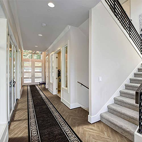 runrug Soft & Luxurious Hallway Runner Rug - Comfortable Carpet for Hall, Kitchen & Corridor - Stain-Resistant, Dirt-Resistant - Multiple Sizes - 60cm x 150cm - 9mm Thick - Tribal, Brown